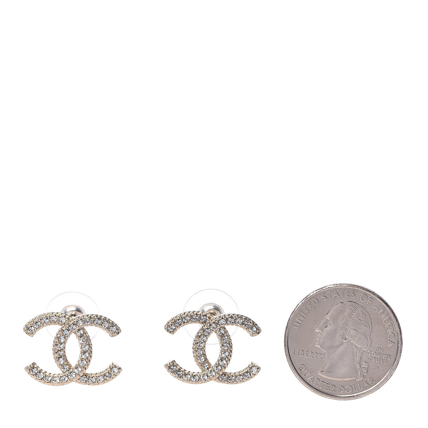 Chanel Crystal CC Earrings Gold 2 of 5
