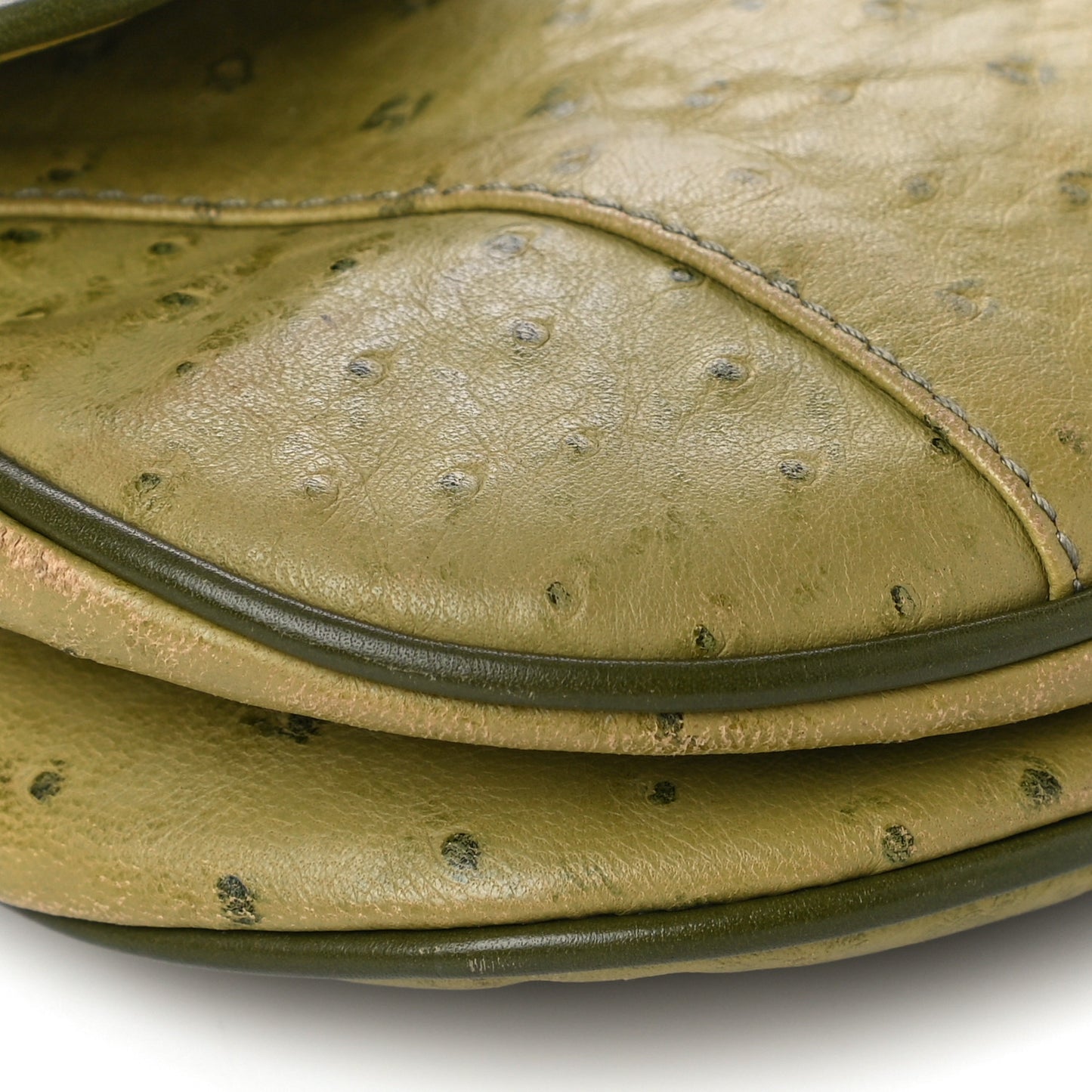 Ostrich Double Saddle Bag Green