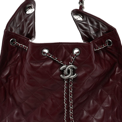 Chanel Shiny Crumpled Calfskin Quilted Medium Chanel 25 Handbag Dark Burgundy 9 of 12