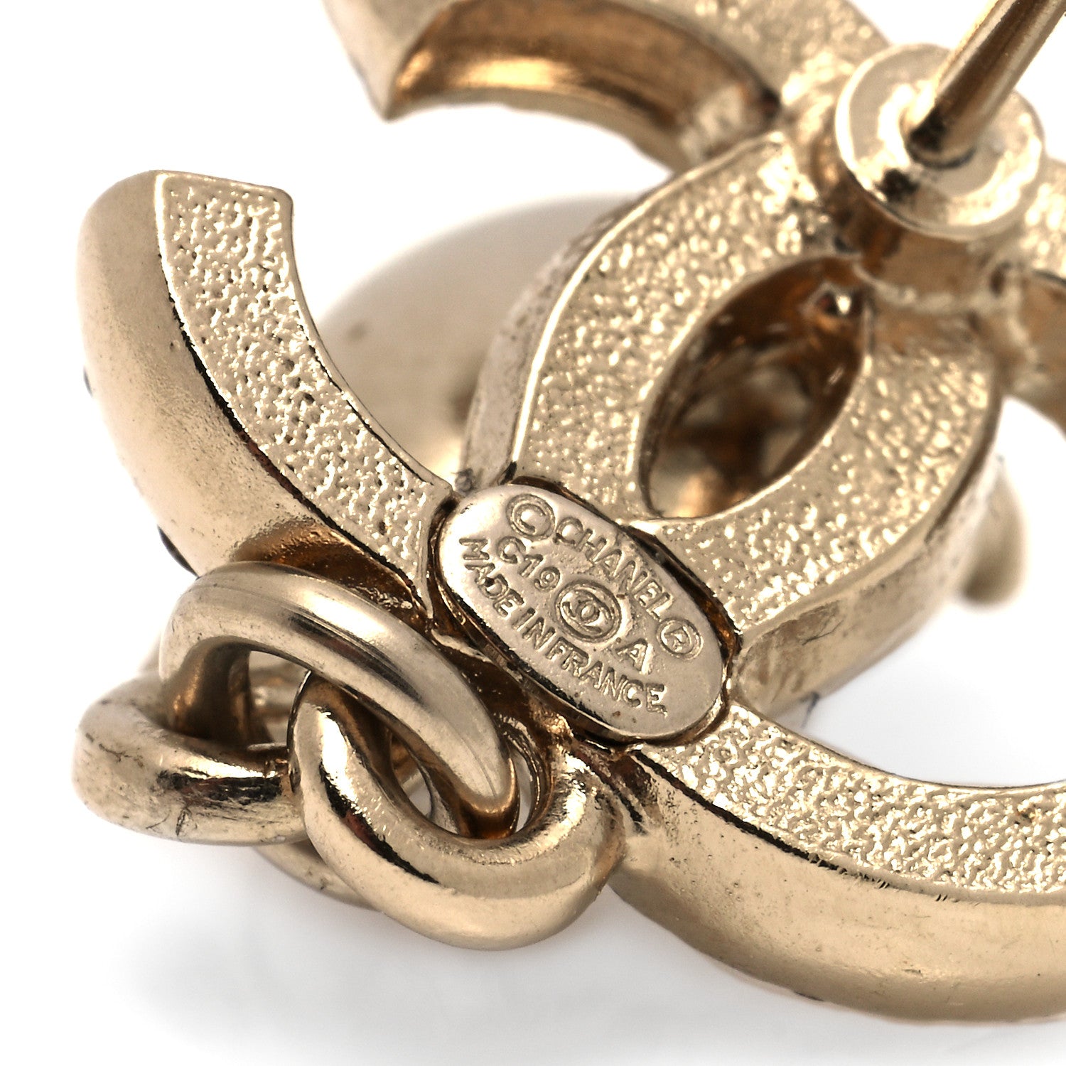 Chanel Crystal CC Tear Drop Earrings Gold 4 of 4