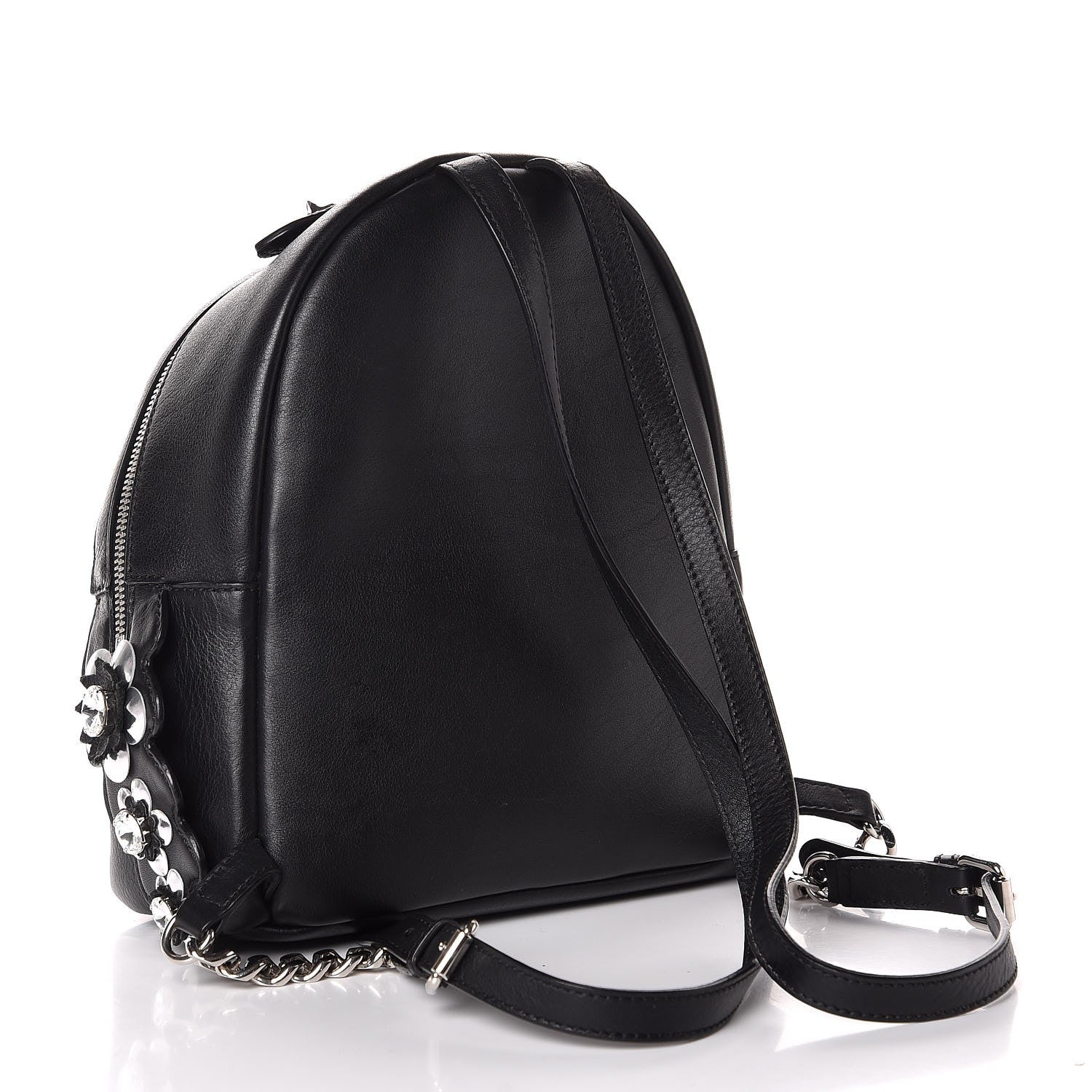 Fendi Vitello Dolce Crystal Flowerland Croc Tail Mini Backpack Black 3 of 7