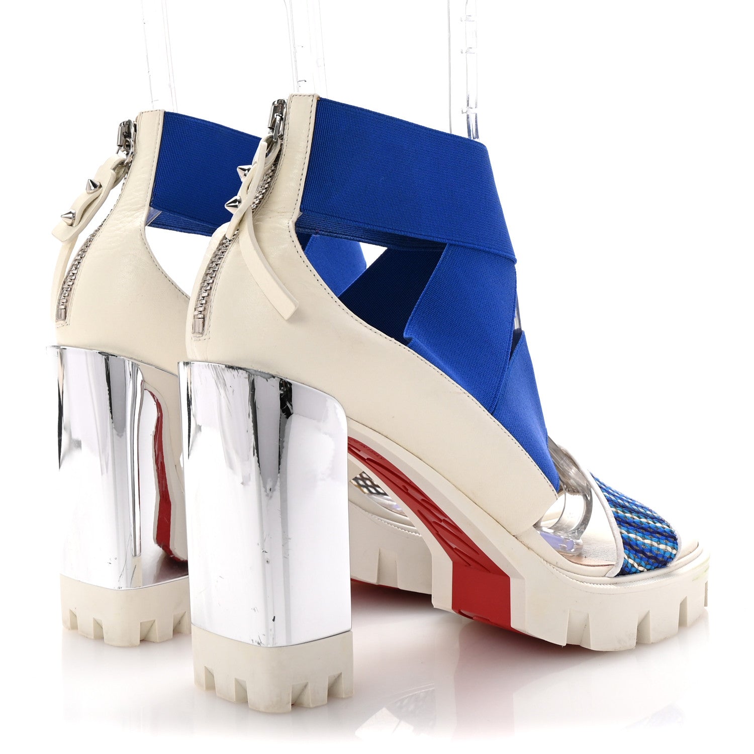 Christian Louboutin Calfskin Patrouiagoma 100 Platform Sandals 40 Blue 5 of 9
