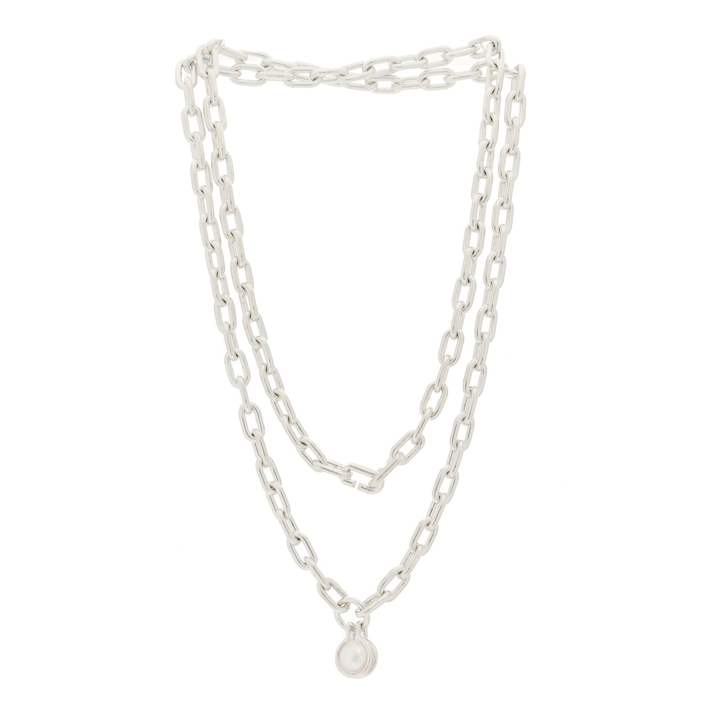 Sterling Silver Cultured Pearl HardWear Necklace
