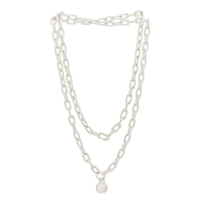Tiffany Sterling Silver Cultured Pearl HardWear Necklace 3 of 5
