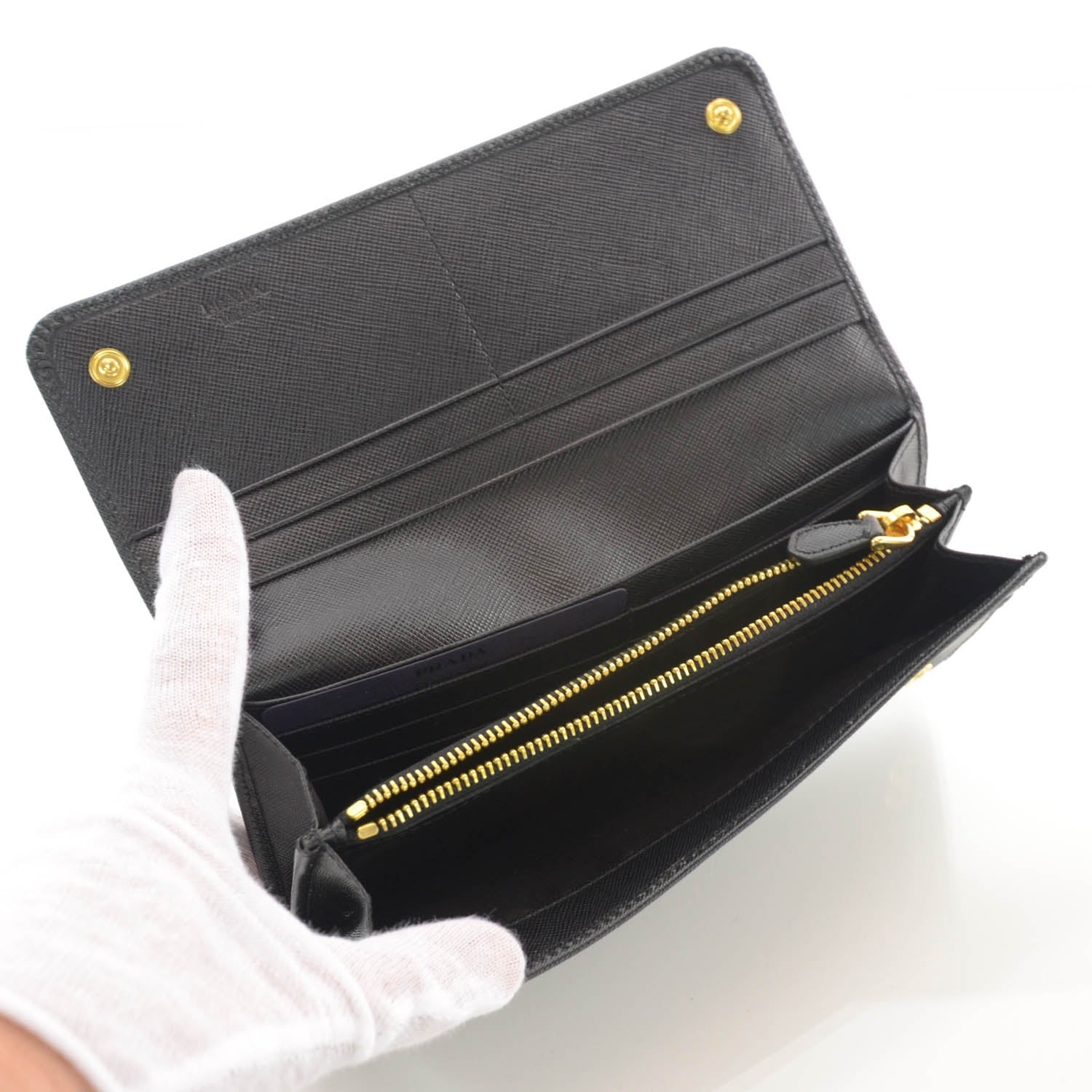 Prada Saffiano Continental Flap Wallet Nero Black 7 of 7