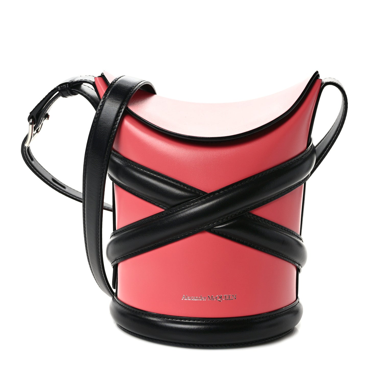 Calfskin The Curve Shoulder Bag Pink Black