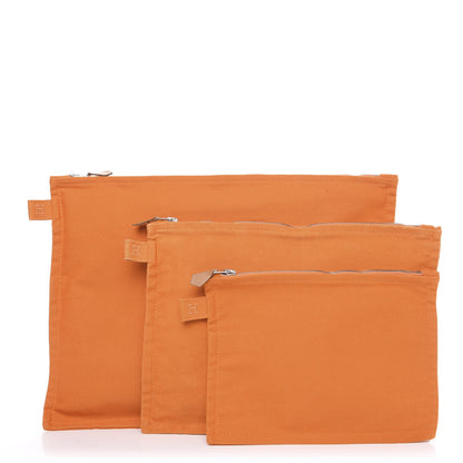 Hermes Cotton Canvas Bora Bora Pouch Set Orange 1 of 11
