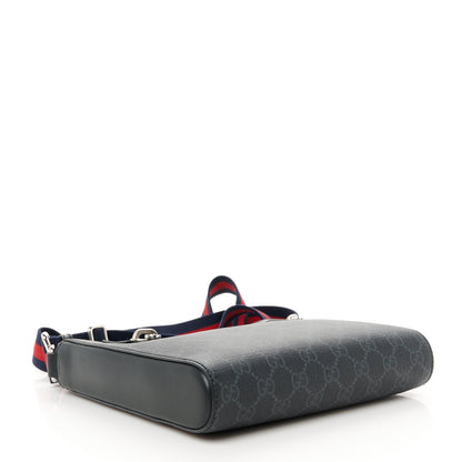 Gucci GG Supreme Monogram Web Small Flat Messenger Bag Black Grey 4 of 12