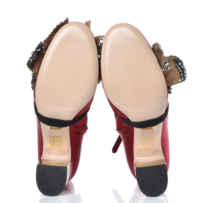 Gucci Silk Satin Malaga Kid Embroidered Candy Dragon Block-Heel Ankle Boot 38 Red 6 of 12