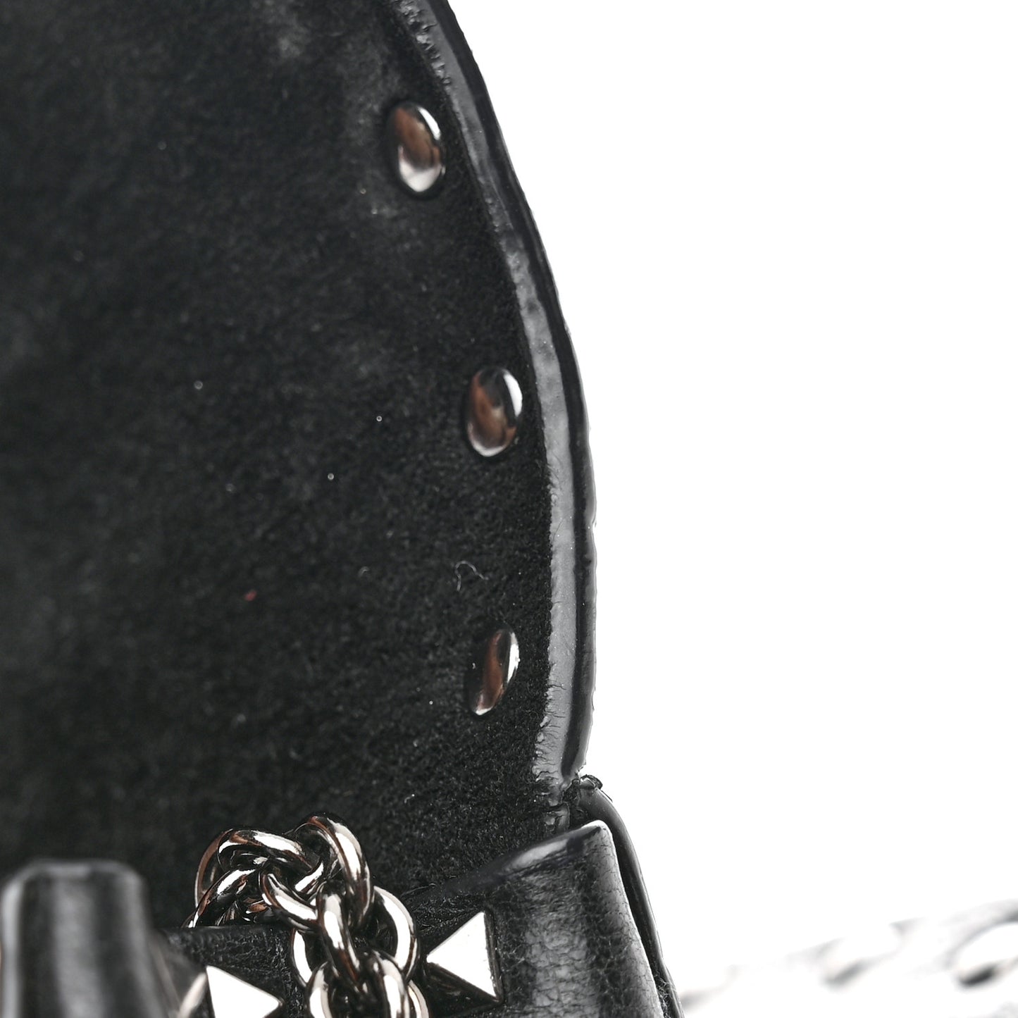 Craquele Nappa Small Rockstud Spike Shoulder Bag Black