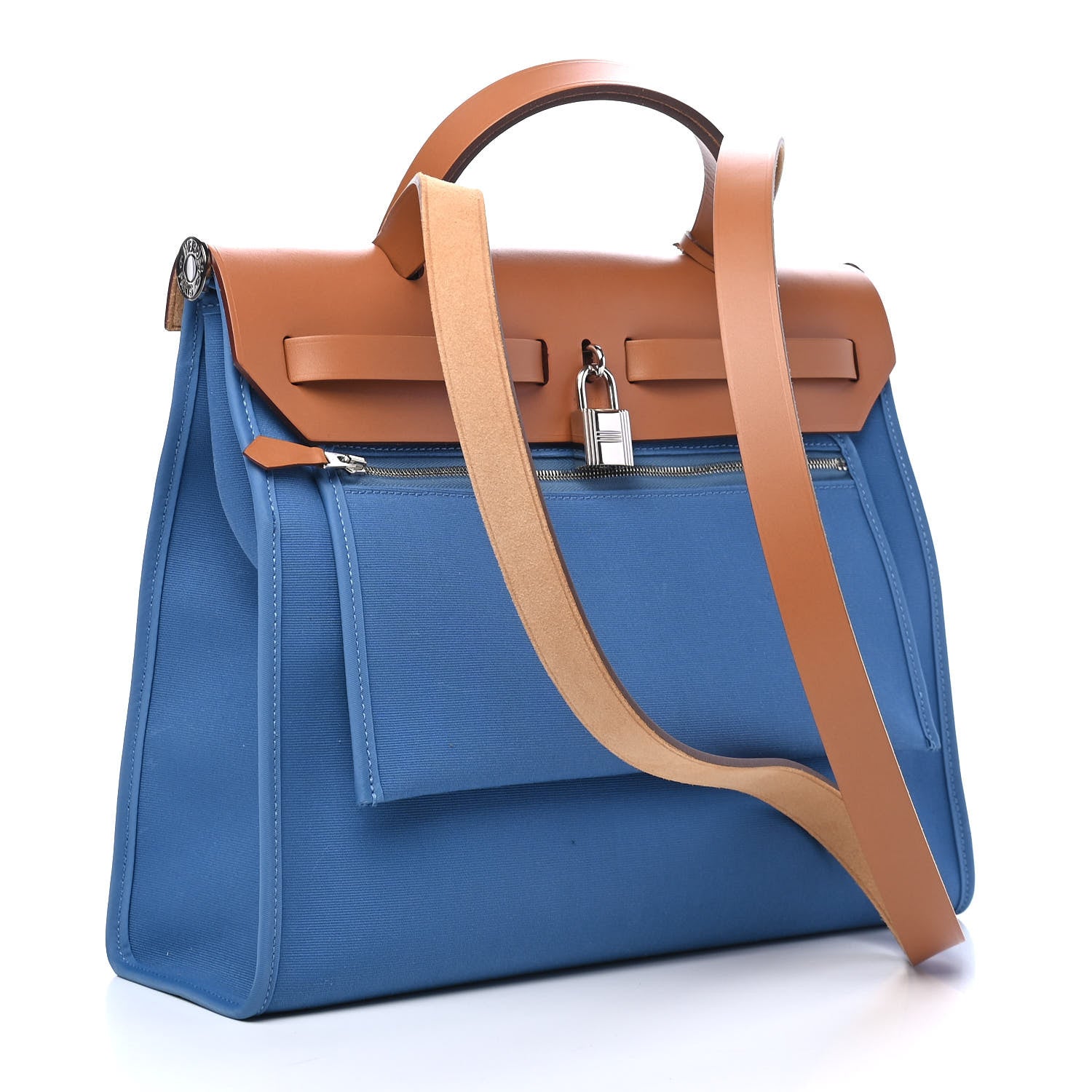 Hermes Vache Hunter Toile Herbag Zip 31 PM Azur Natural 2 of 9