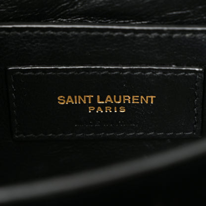 Saint Laurent Nubuk Crocodile Embossed Mini Classic Monogram Cassandra Top Handle Black 6 of 11
