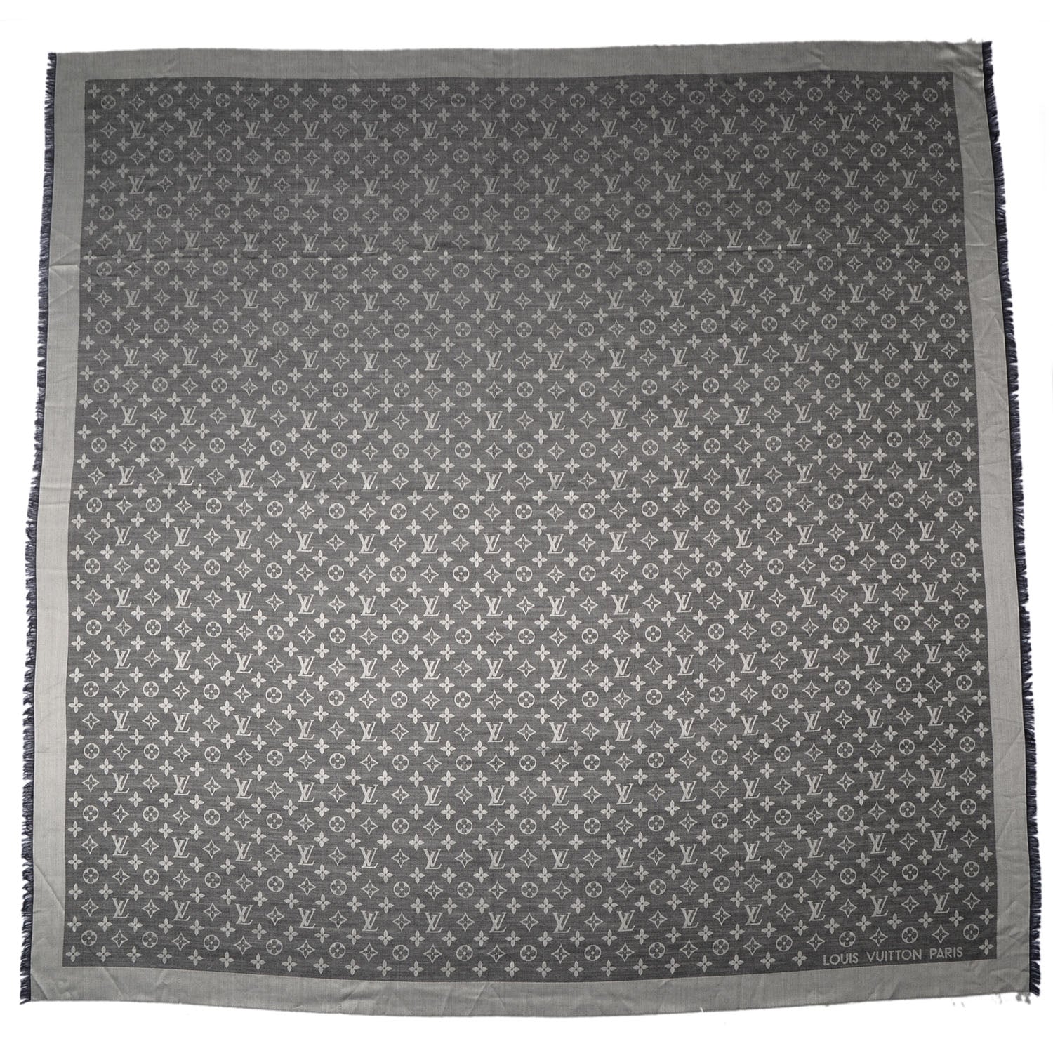 Louis Vuitton Silk Wool Monogram Denim Shawl Black 3 of 5
