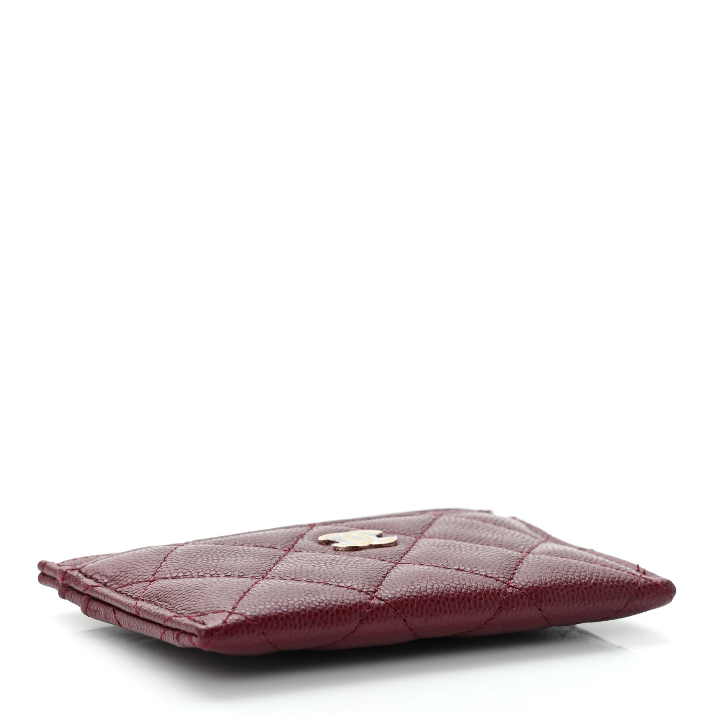 Caviar Quilted Card Holder Burgundy