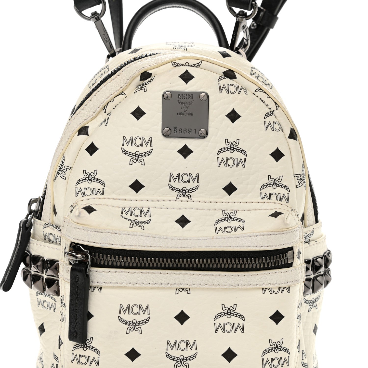 MCM Visetos Side Stud X-Mini Stark Bebe Boo Backpack White 14 of 28