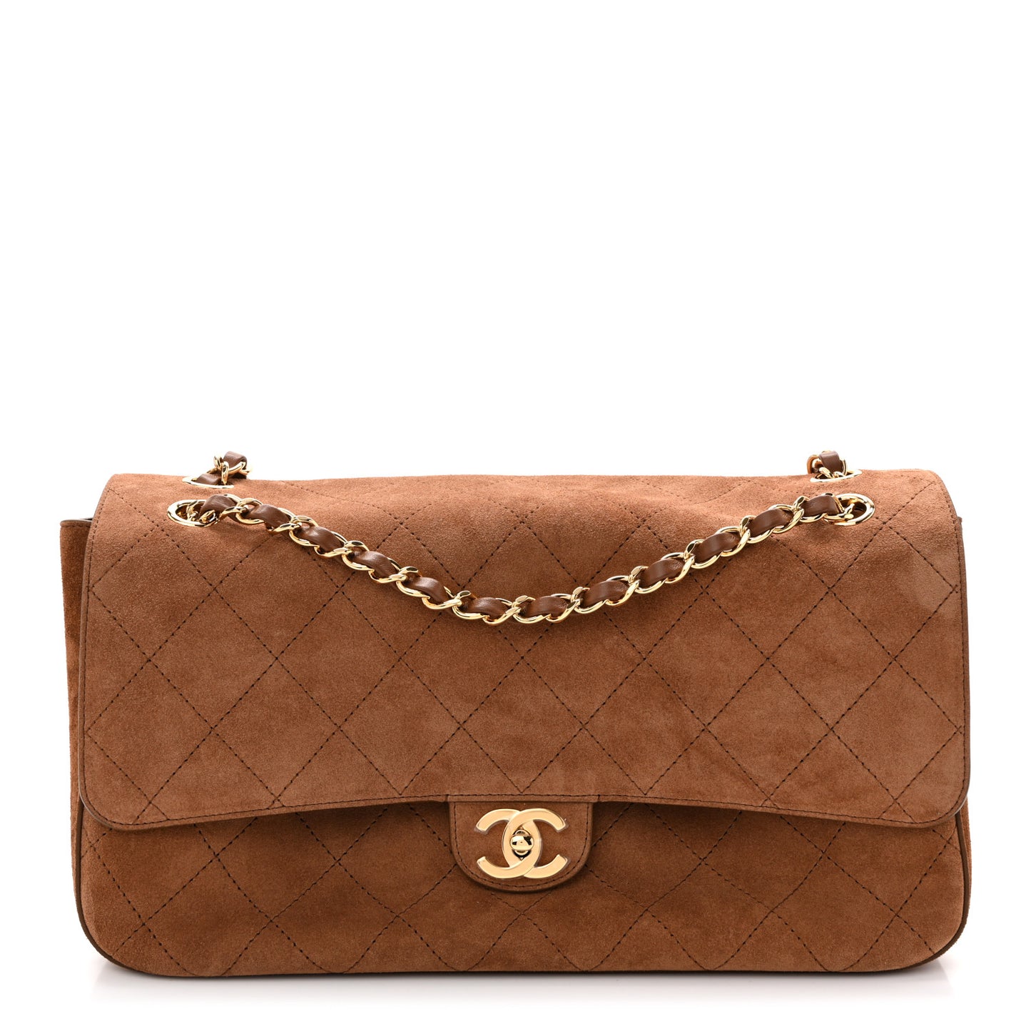 Suede Calfskin Small Souplissimo Maxi Flap Camel