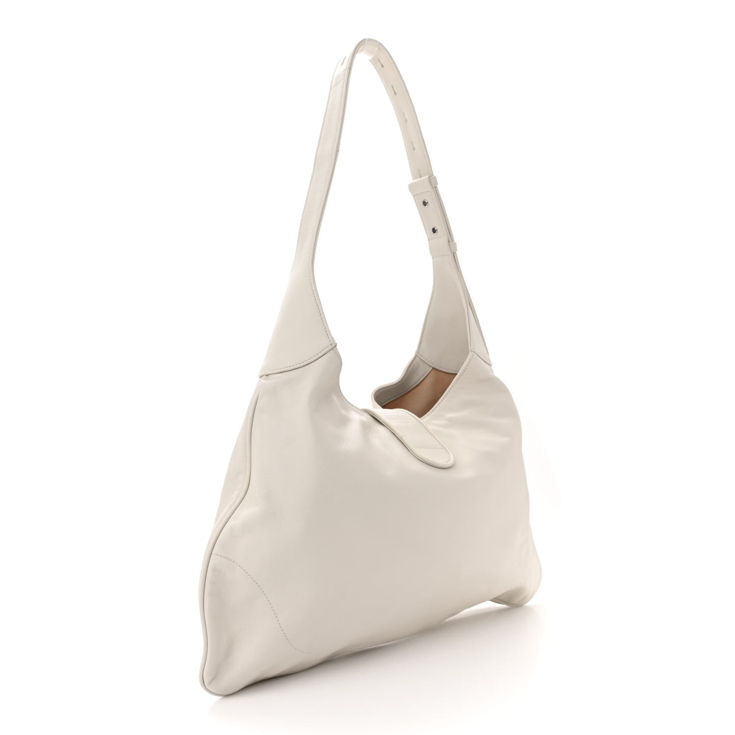 Goatskin Monochrome Large Aphrodite Shoulder Bag Mystic White