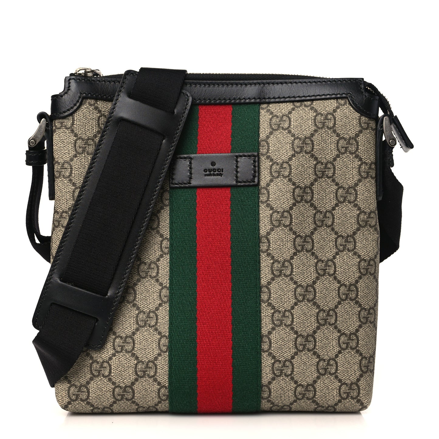 GG Supreme Monogram Web Messenger Bag Black