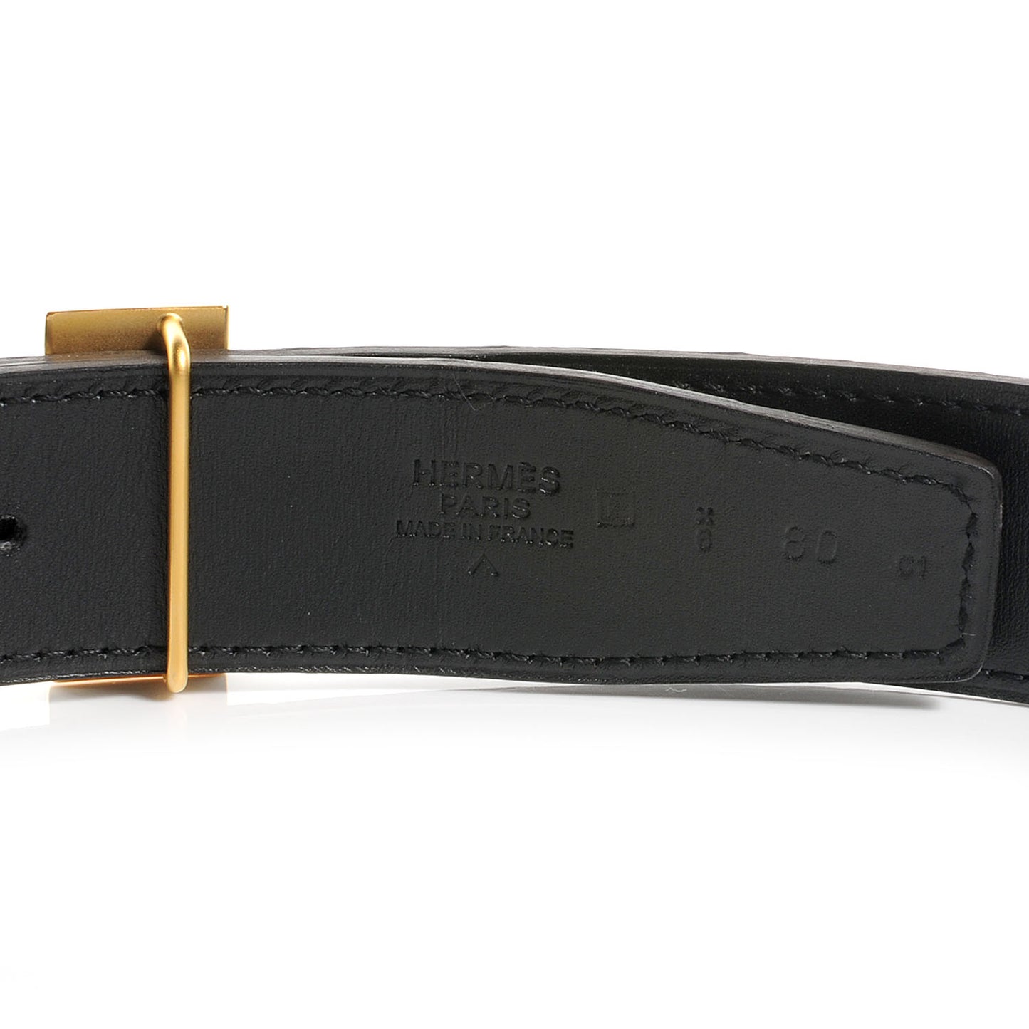 Matte Porosus Crocodile 32mm Martelee H Buckle Belt Noir 80
