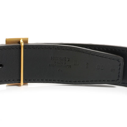 Hermes Matte Porosus Crocodile 32mm Martelee H Buckle Belt Noir 80 6 of 6
