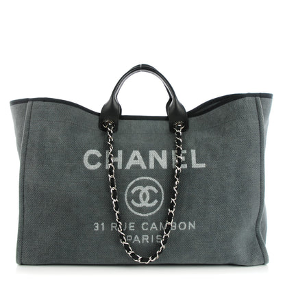 Chanel Canvas Extra Large Deauville Tote Dark Grey 1 of 7