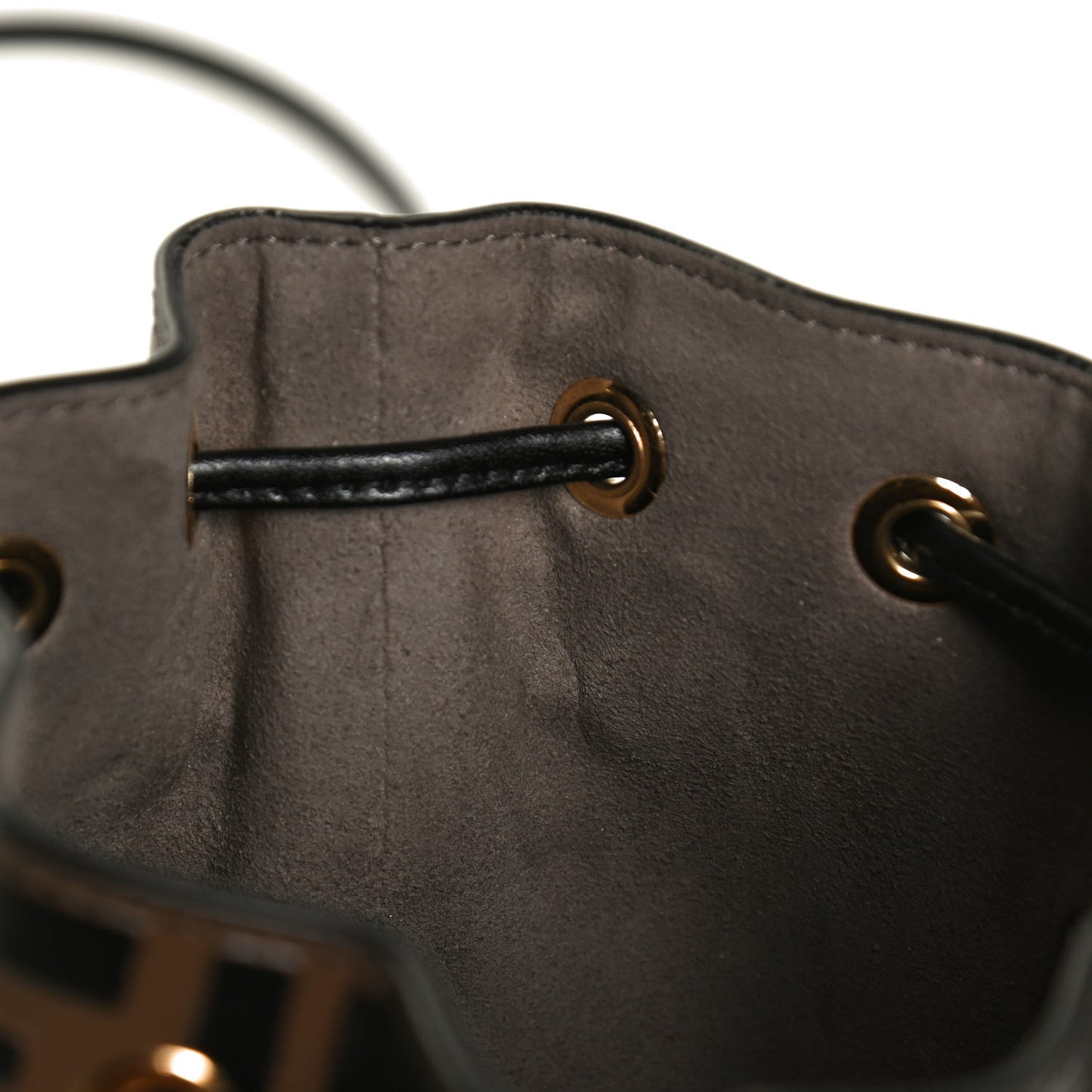 Vitello Liberty F is Fendi Bi-Color FF 1974 Embossed Mini Mon Tresor Bucket Bag Maya Black