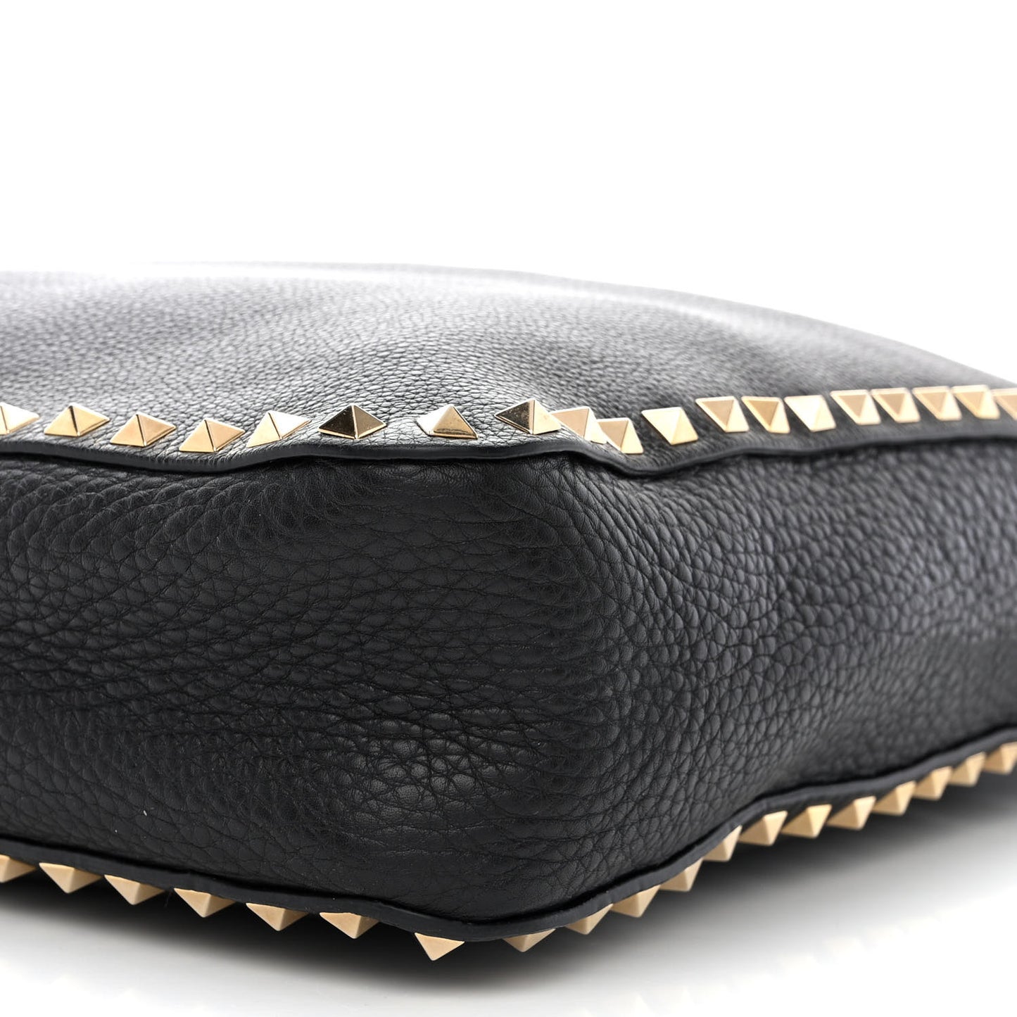 Pebbled Calfskin Small Rockstud Flip-Lock Messenger Bag Black