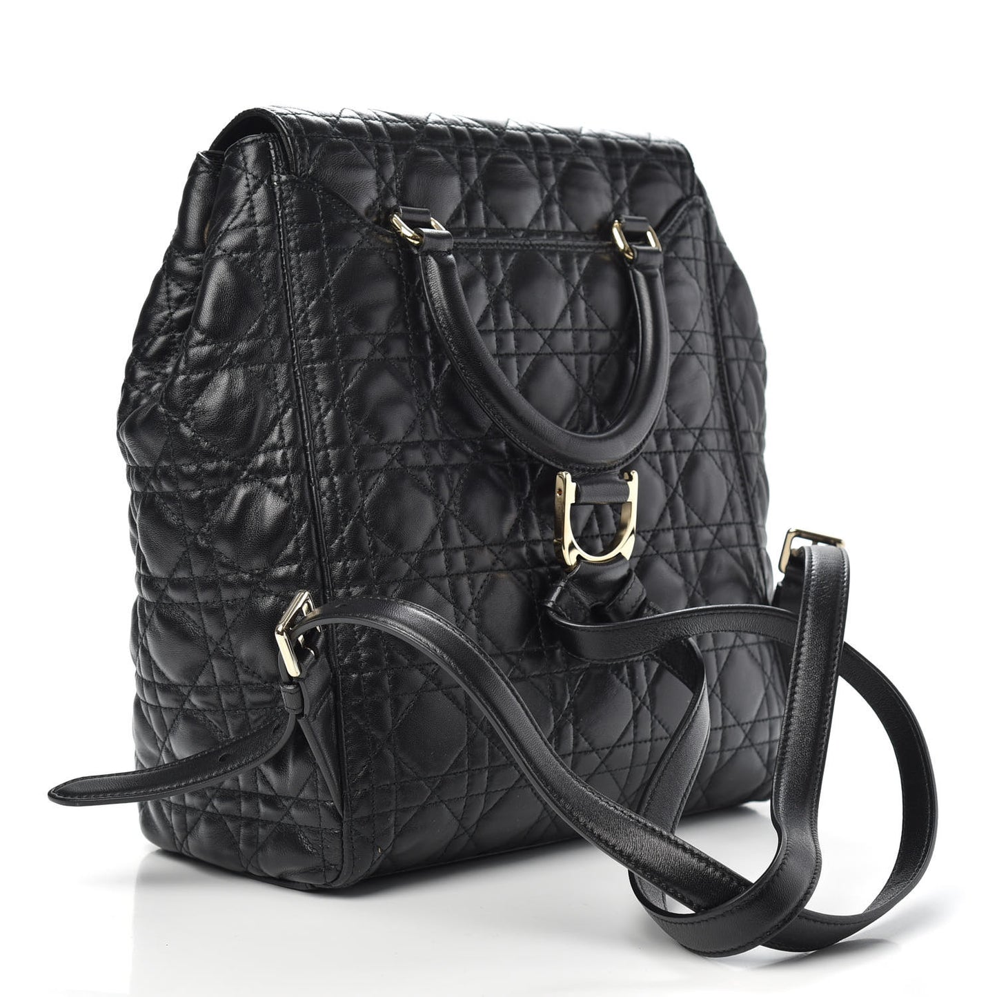 Lambskin Cannage Small Lucky Badge Stardust Backpack Black