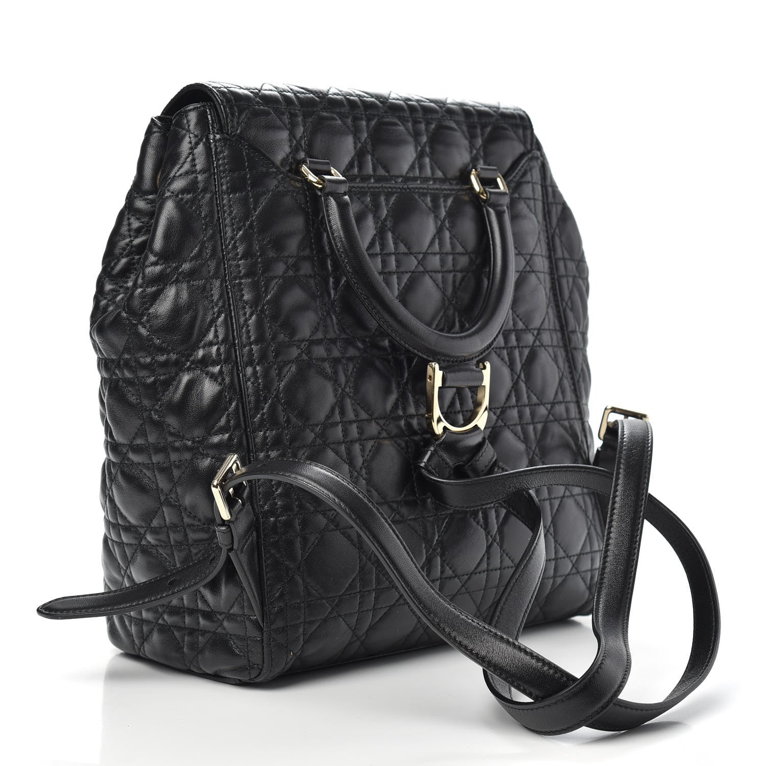 Christian Dior Lambskin Cannage Small Lucky Badge Stardust Backpack Black 2 of 8