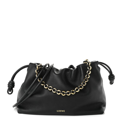 Loewe Mellow Nappa Medium Donut Chain Flamenco Knot Clutch Black 1 of 9