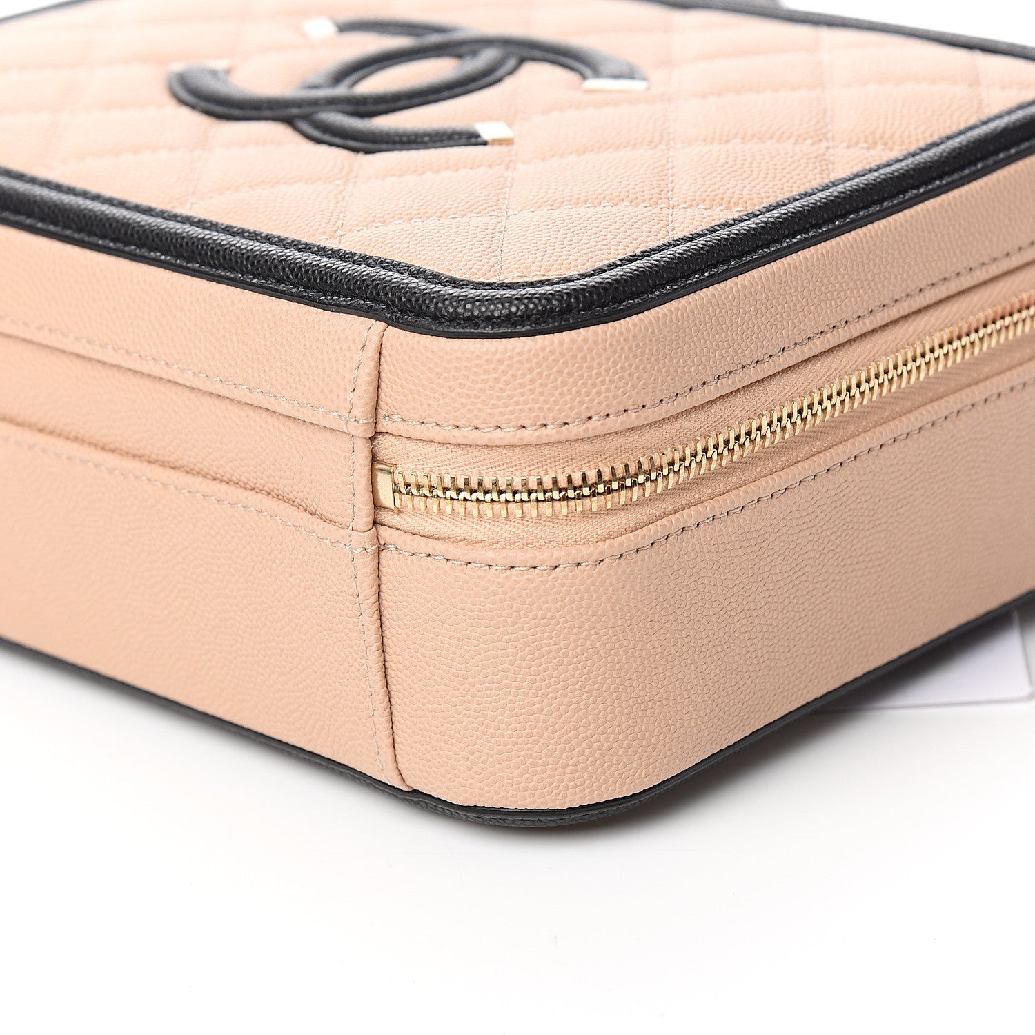 Chanel Caviar Quilted Medium CC Filigree Vanity Case Beige Black 8 of 9