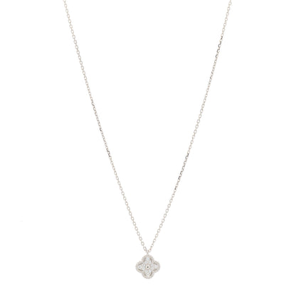 Van Cleef & Arpels 18K White Gold Diamond Sweet Alhambra Pendant Necklace 1 of 5