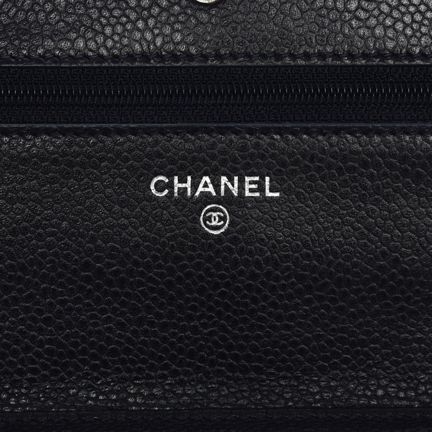 Caviar Quilted Wallet On Chain WOC Navy Blue