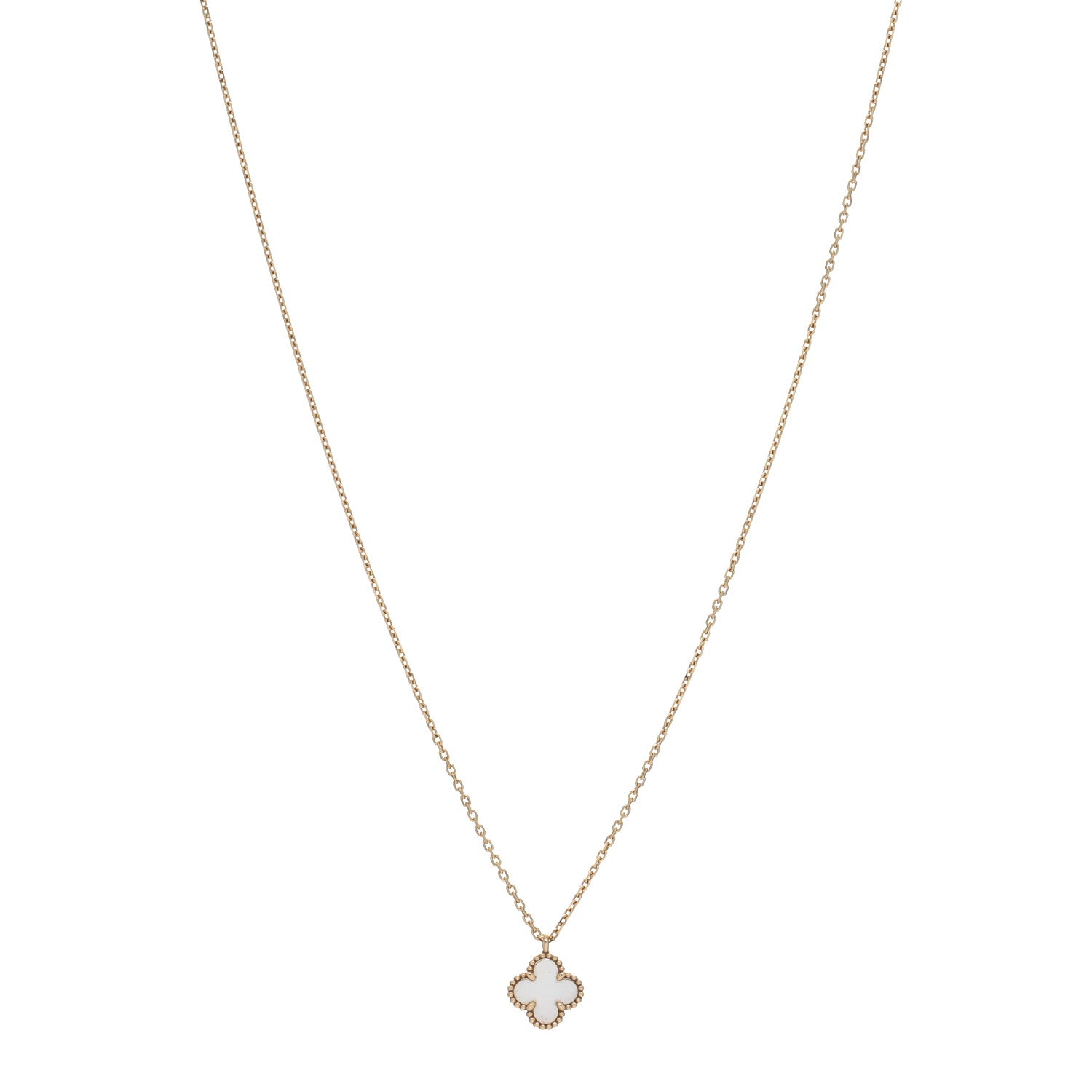 Van Cleef & Arpels 18K Yellow Gold Mother of Pearl Sweet Alhambra Pendant Necklace 1 of 5
