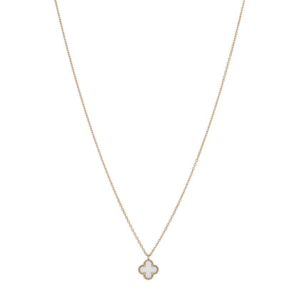 Van Cleef & Arpels 18K Yellow Gold Mother of Pearl Sweet Alhambra Pendant Necklace 1 of 5