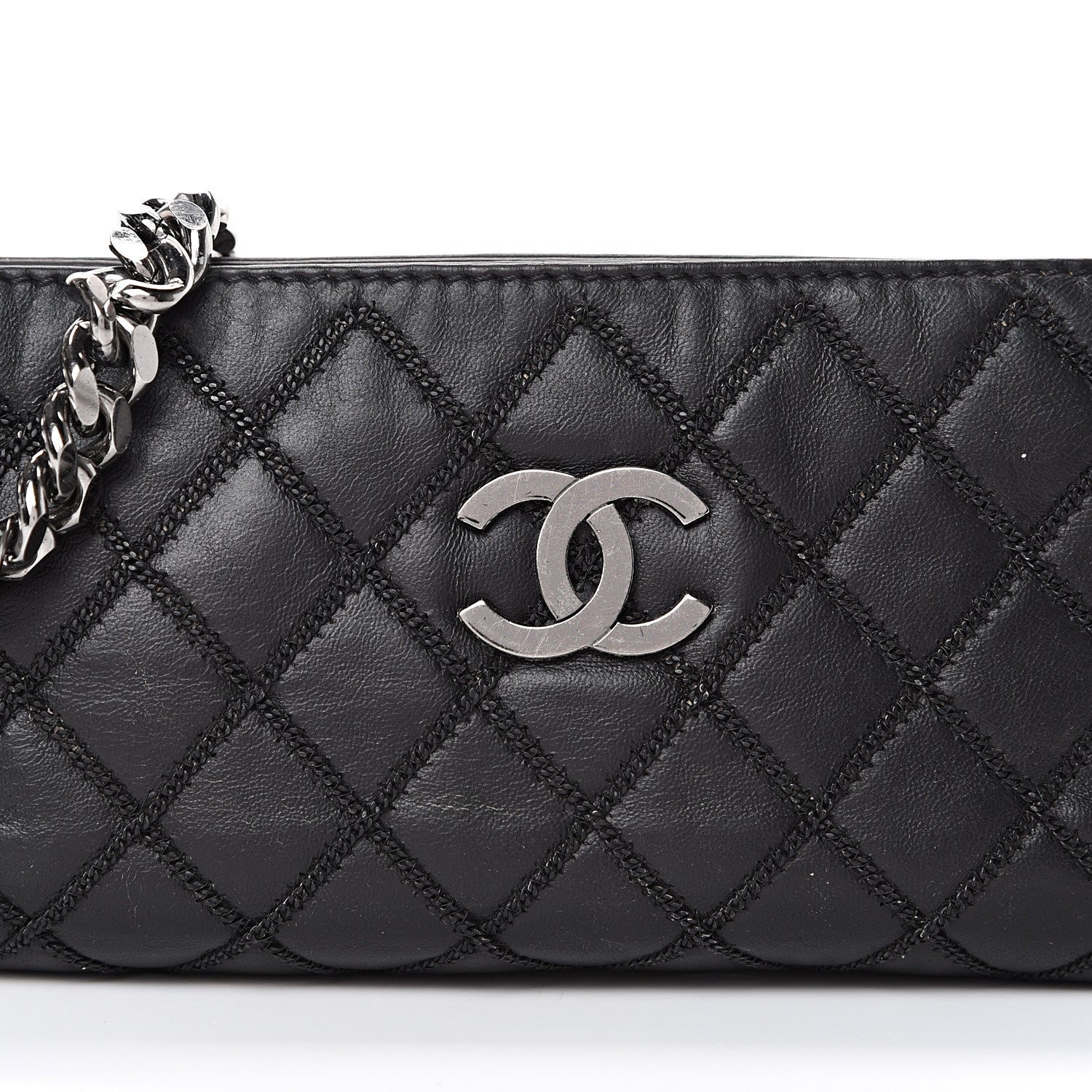 Chanel Lambskin Double Stitched Shoulder Bag Black 7 of 14
