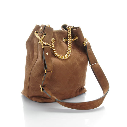 Chanel Suede Calfskin Small On My Shoulder Drawstring Bag Brown 3 of 7