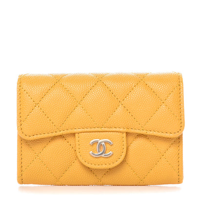 Chanel Caviar Quilted Flap Card Holder Yellow 1 of 9