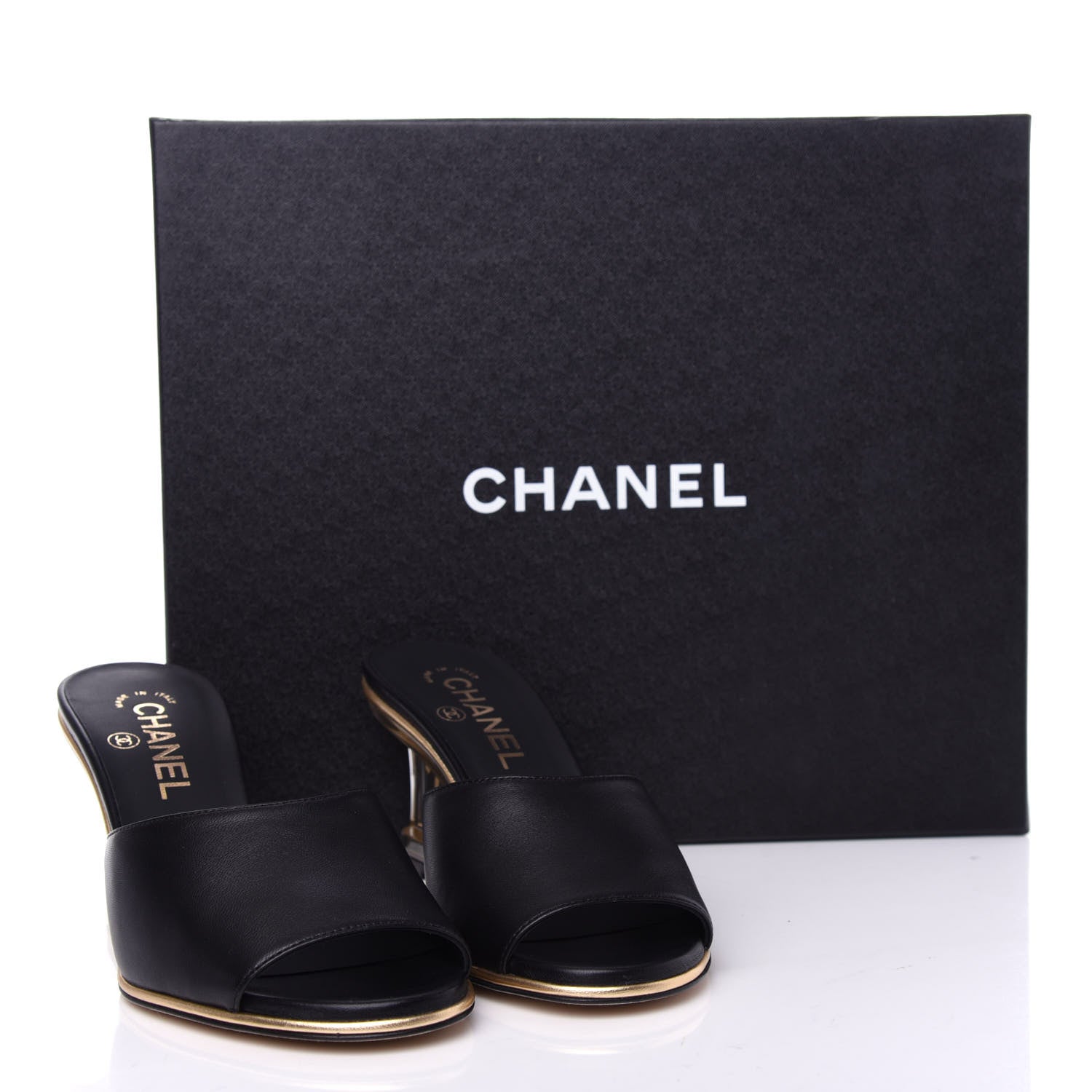 Chanel Lambskin Lucite CC Wedge Mules 36.5 Black 11 of 11