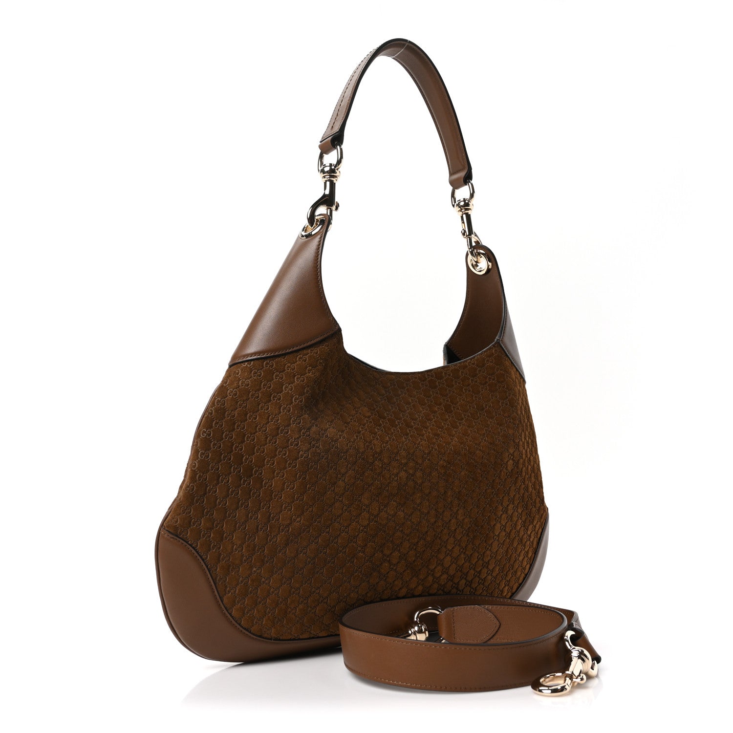 Gucci GG Suede B Medium Shoulder Bag Brown 3 of 9