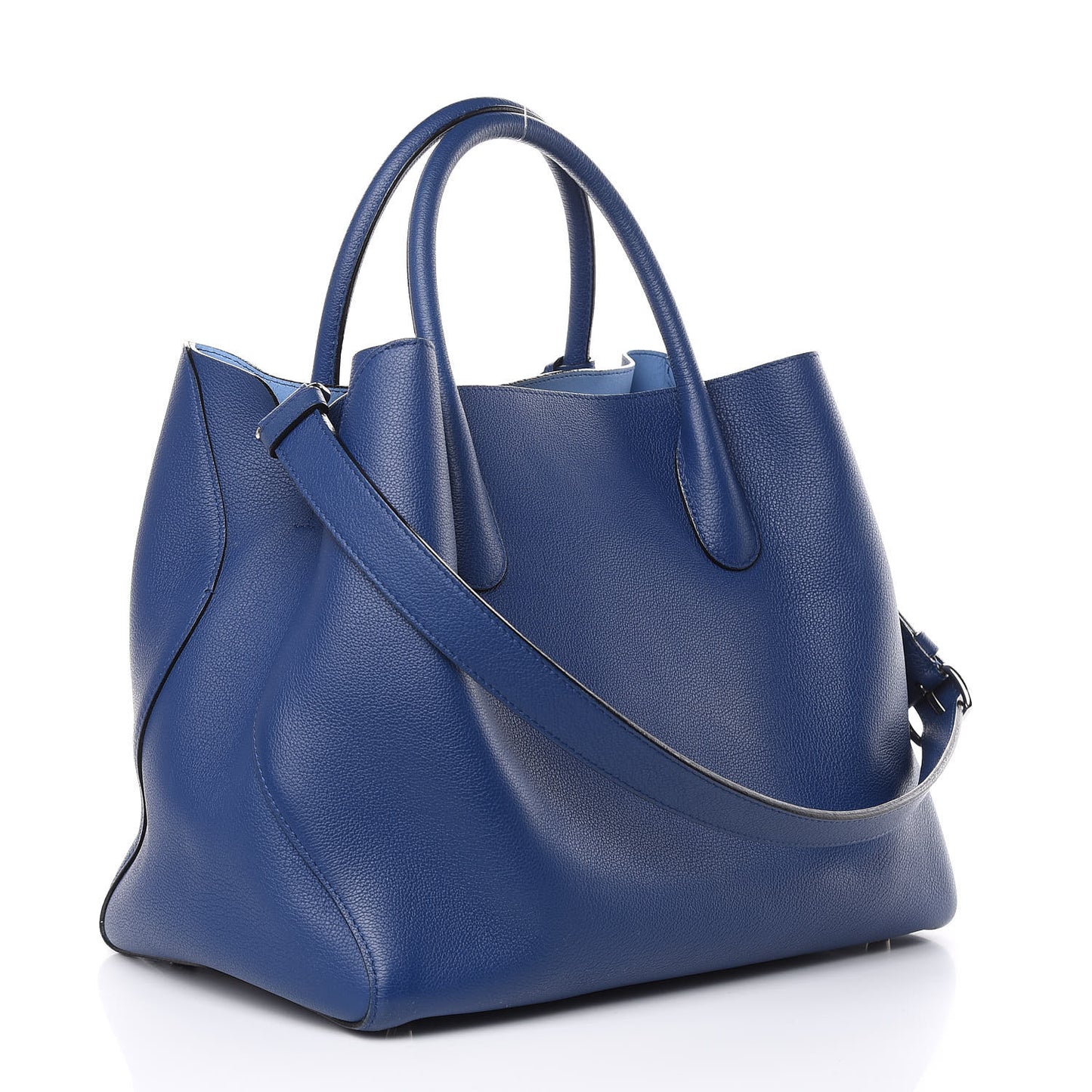 Supple Grained Calfskin Large Open Bar Tote Blue