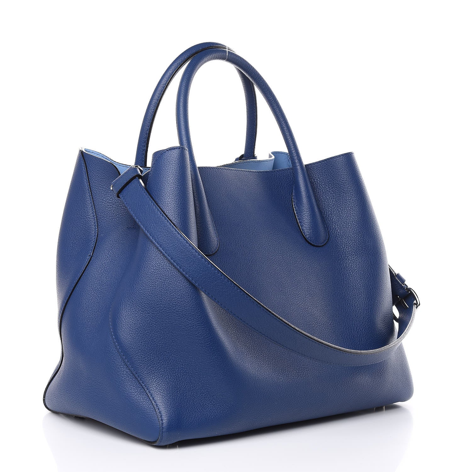 Christian Dior Supple Grained Calfskin Large Open Bar Tote Blue 3 of 16