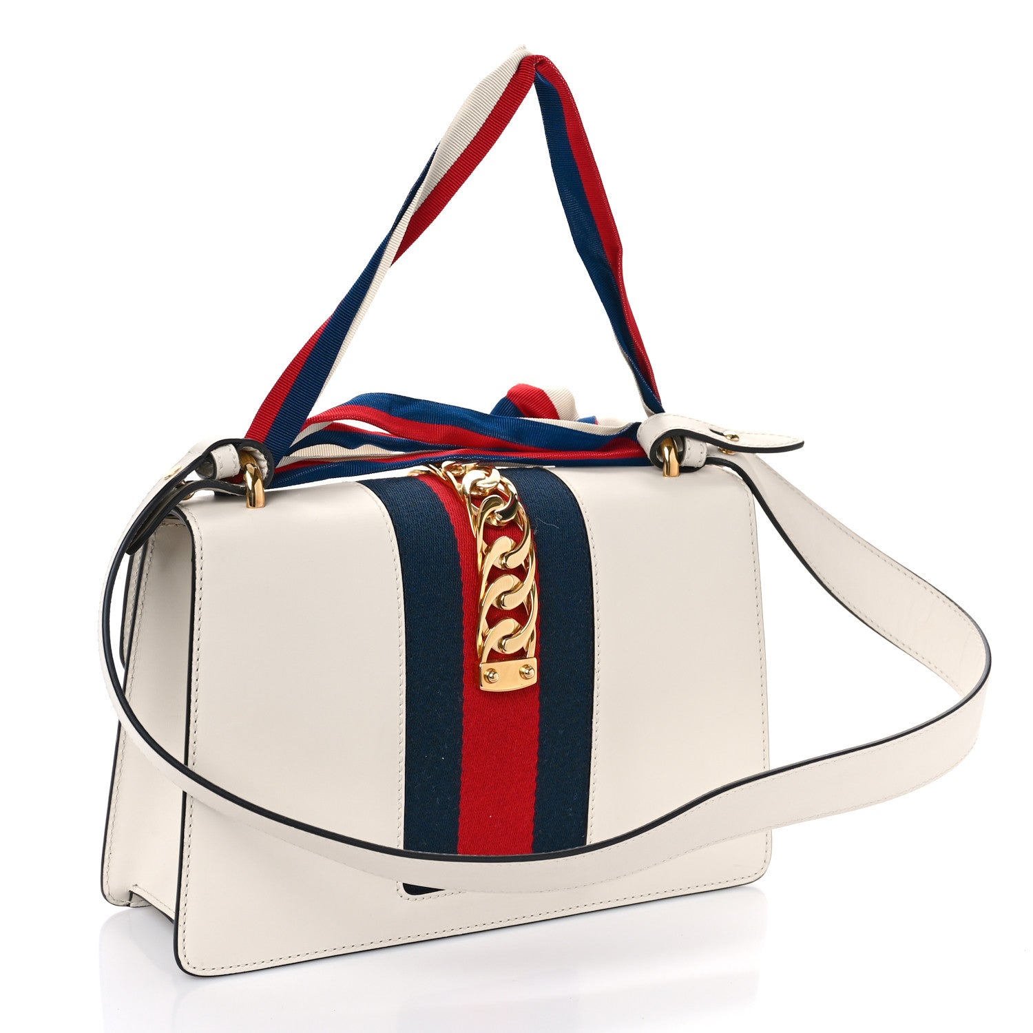 Gucci Calfskin Small Sylvie Shoulder Bag Off White 4 of 10