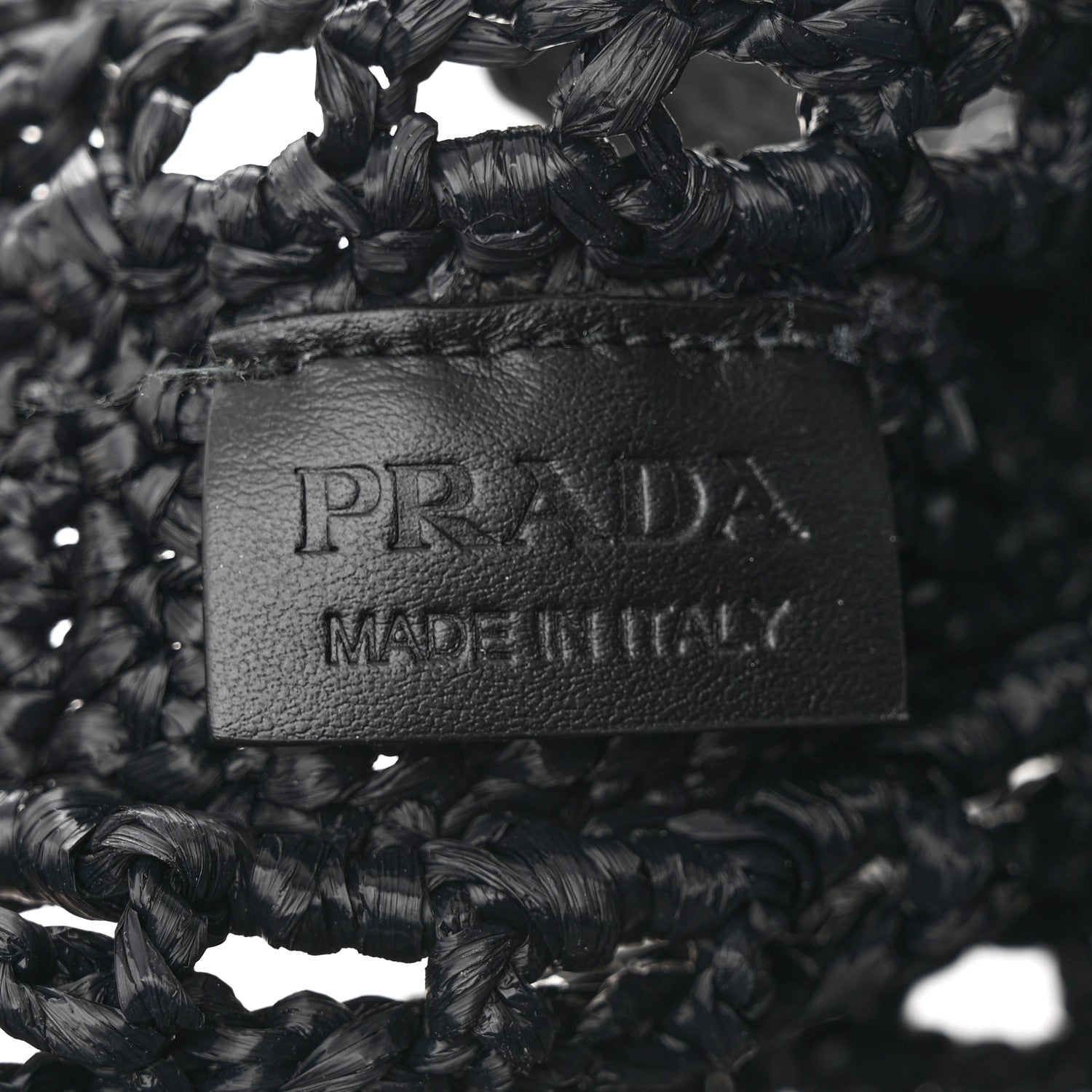 Prada Yarn Raffia Effect Crochet Logo Embroidered Tote Bag Black 6 of 12