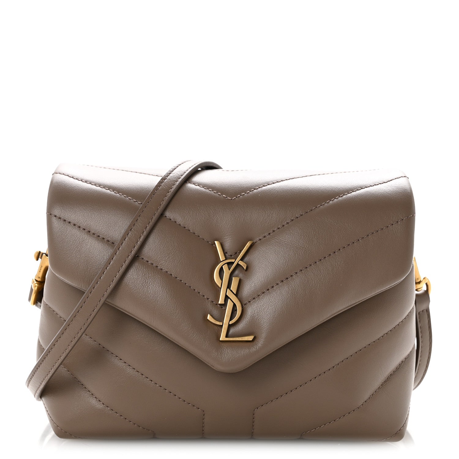 Saint Laurent Calfskin Y Quilted Monogram Toy Loulou Crossbody Bag Taupe 1 of 11