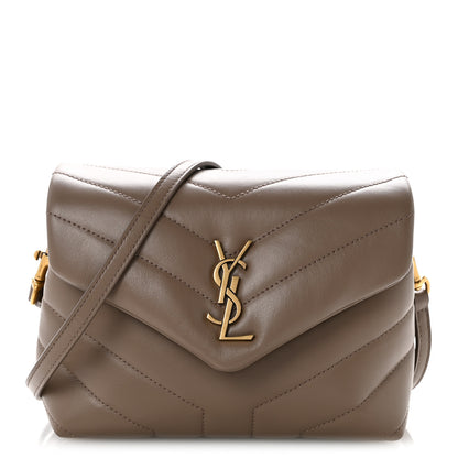 Saint Laurent Calfskin Y Quilted Monogram Toy Loulou Crossbody Bag Taupe 1 of 11
