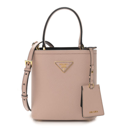Prada Saffiano Cuir Calfskin Small Panier Bucket Bag Cipria Black 1 of 9