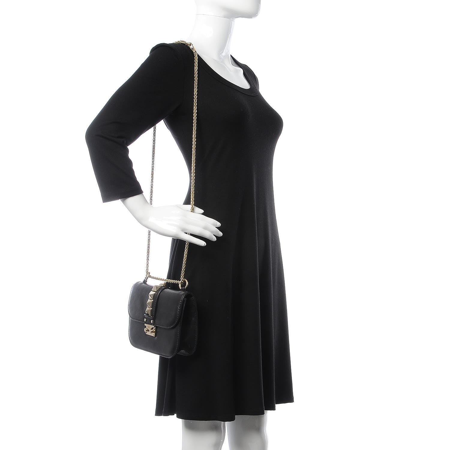Valentino Garavani Vitello Small Glam Lock Rockstud Flap Black 2 of 15