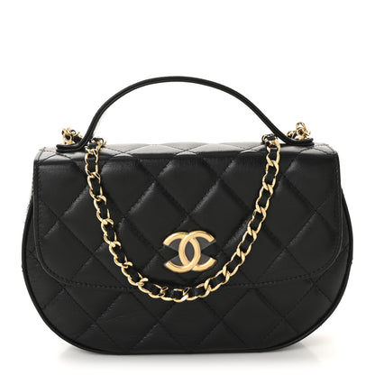 Chanel Shiny Aged Calfskin Quilted Flap Phone Holder With Chain Black 1 of 12