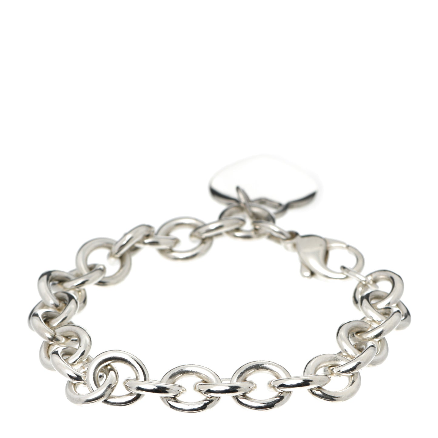 Sterling Silver Heart Tag Charm Bracelet